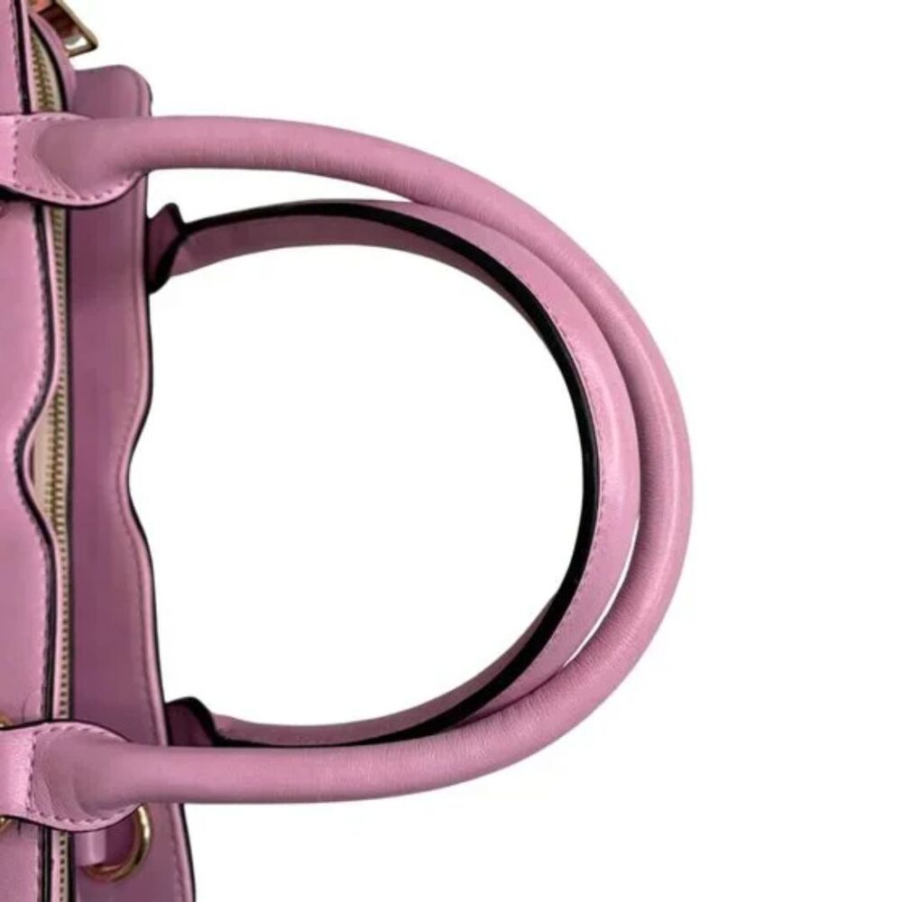 Lavender Croc Embossed Satchel Handbag with Gold Hardware  Elegant Top Handle - Picture 6 of 9